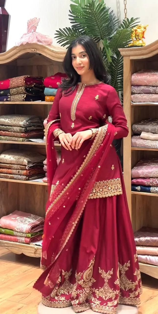 Deepika 6004 Chinon Silk Sharara Suit Wholesale