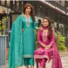 Aanchi Lottie Vichitra Silk Neck Embroidered Kurti Pant With Dupatta Wholesale