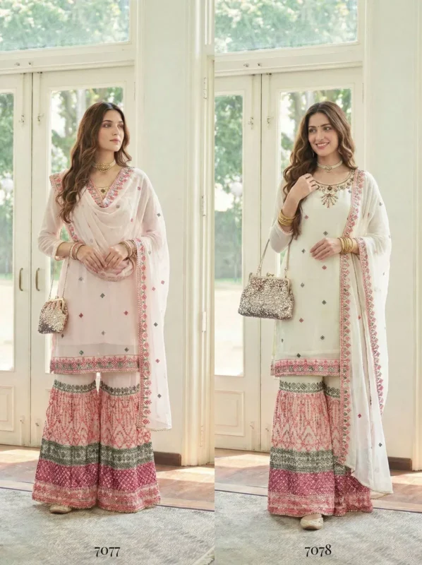 Latest Alizeh 7077 And 7089 Georgette With Embroidered Top Sharara And Dupatta Wholesale 2026
