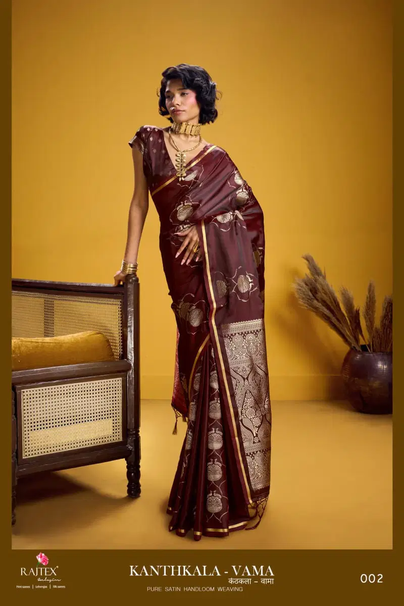 Beautiful Rajtex Kanthkala Vama Satin Silk Handloom Weaving Traditional Saree Collection Wholesale 2026