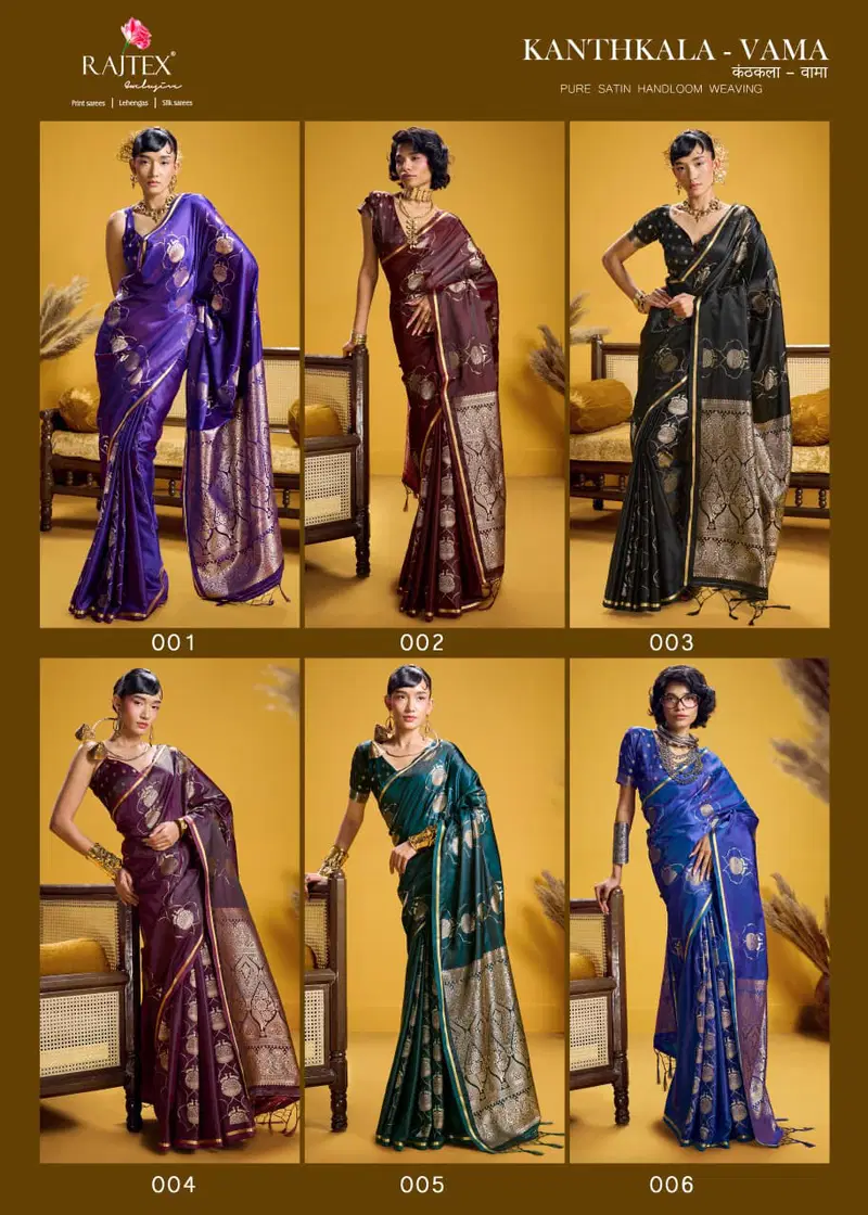Beautiful Rajtex Kanthkala Vama Satin Silk Handloom Weaving Traditional Saree Collection Wholesale 2026