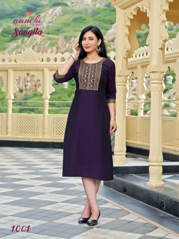 Latest Aanchi Sangita Rangeela Silk Fancy Straight Cut Embroidered Kurti Collection Wholesale 2026