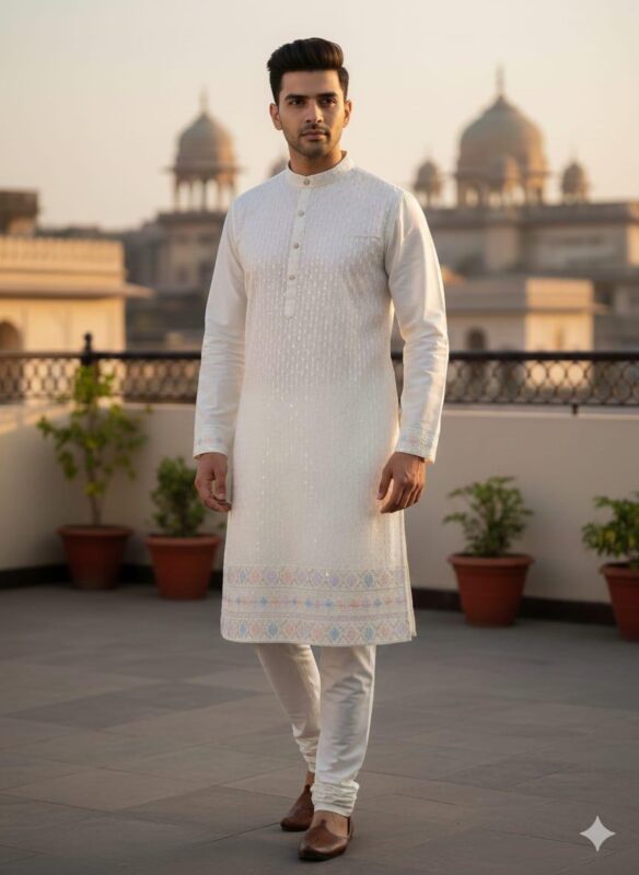 Launching Lekha Sal 6 Pure Silk Sequins Work Mens Kurta Pajama Wholesale 2026