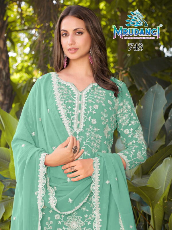 Beautiful Mrudangi Mishika Georgette Beads Embroidered Kurti With Sharara And Dupatta Wholesale 2026