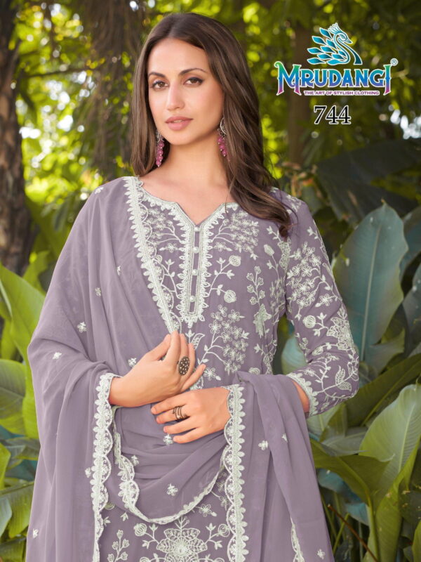 Beautiful Mrudangi Mishika Georgette Beads Embroidered Kurti With Sharara And Dupatta Wholesale 2026