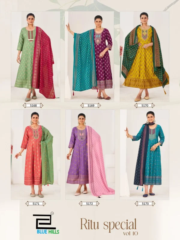 Launching Blue Hills Ritu Special Vol 10 Rayon Anarkali Gown With Dupatta Collection Wholesale 2026