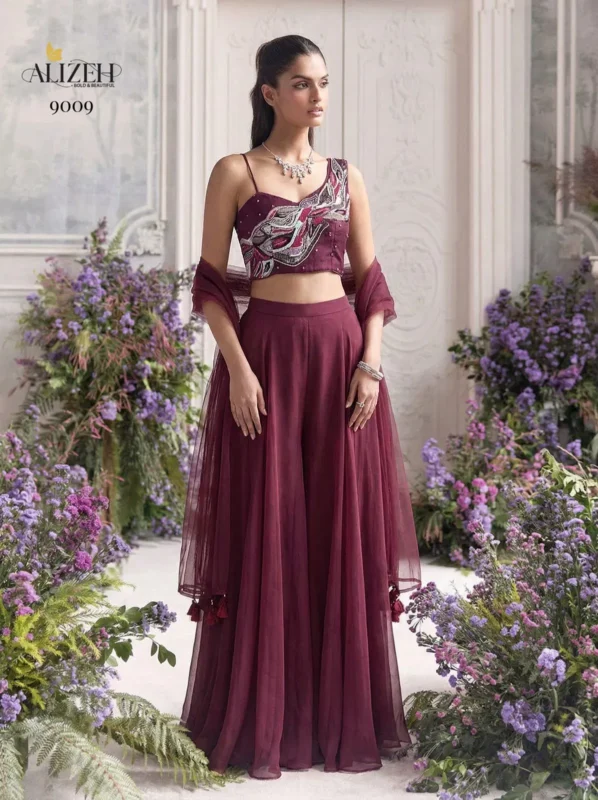 Launching Alizeh 9008 And 9009 Georgette Designer Choli Sharara And Dupatta Collection Wholesale 2026