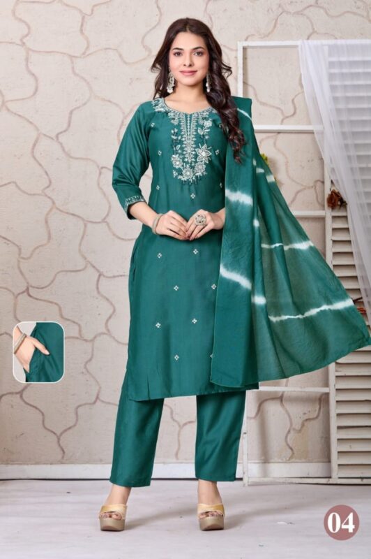 Launching Dnp Ishikha Vatican Silk Kurti With Bottom And Dupatta Wholesale 2026