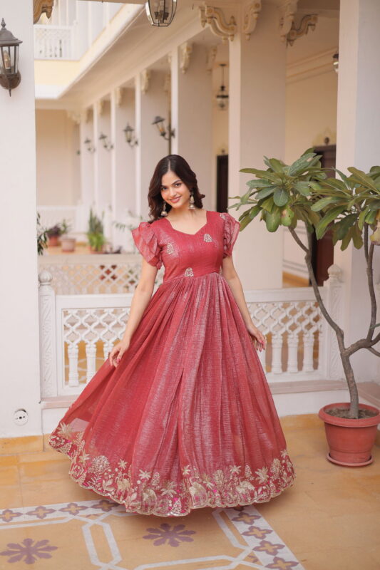 Launching Lekha KA 1223 Silver Crunchy Embroidery Work Gown Collection Wholesale 2026