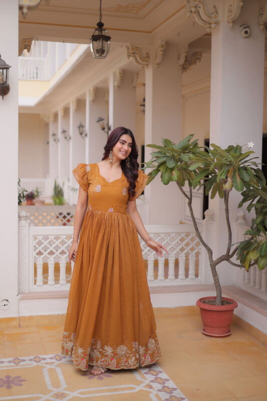 Launching Lekha KA 1223 Silver Crunchy Embroidery Work Gown Collection Wholesale 2026