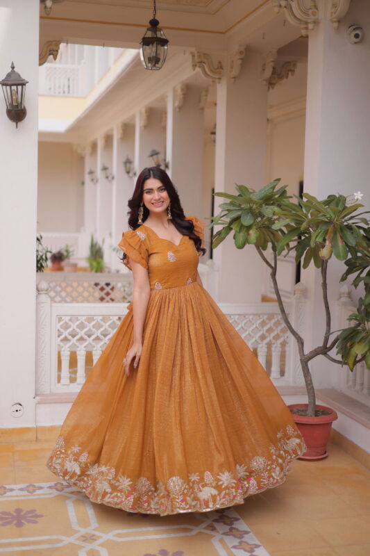 Launching Lekha KA 1223 Silver Crunchy Embroidery Work Gown Collection Wholesale 2026