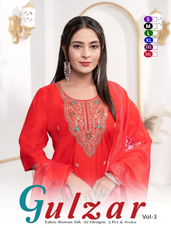 Stylish Dnp Gulzar Vol 3 Roman Silk Kurti Pent With Dupatta collection Wholesale 2026