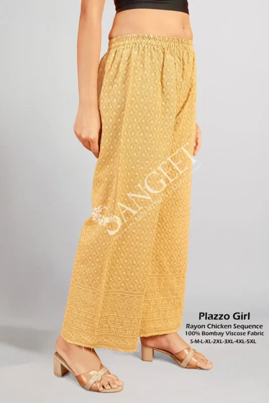 Latest Sangeet Plazzo Girl Rayon Chicken Sequence Plazzo Pant Collection Wholesale 2026