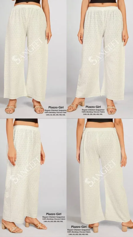 Latest Sangeet Plazzo Girl Rayon Chicken Sequence Plazzo Pant Collection Wholesale 2026
