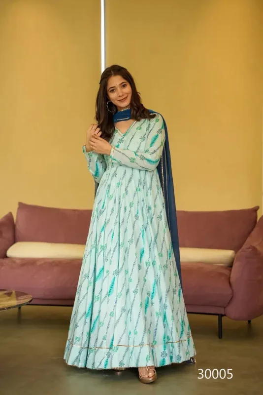 Latest Lucaya Vol 30 Air Tex Chinon With Digital Printed Flared Gown Collection Wholesale 2026