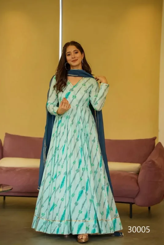 Latest Lucaya Vol 30 Air Tex Chinon With Digital Printed Flared Gown Collection Wholesale 2026