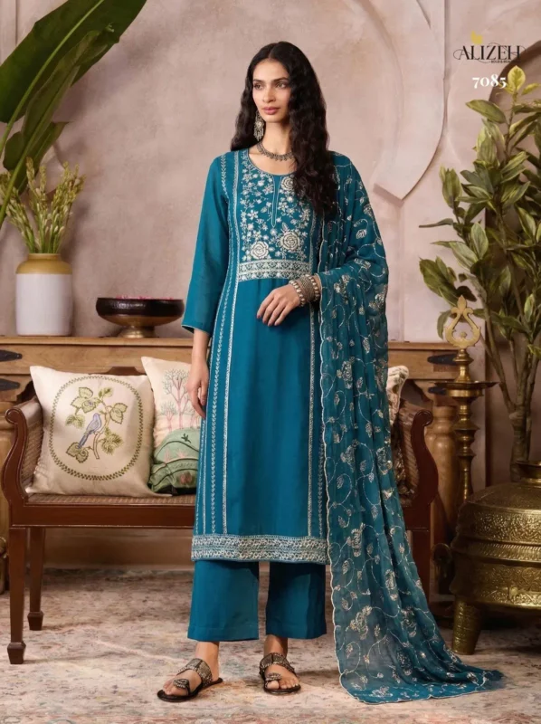 Launching Alizeh 7085 To 7088 Organza Embroidered Salwar Kameez With Dupatta Wholesale 2026