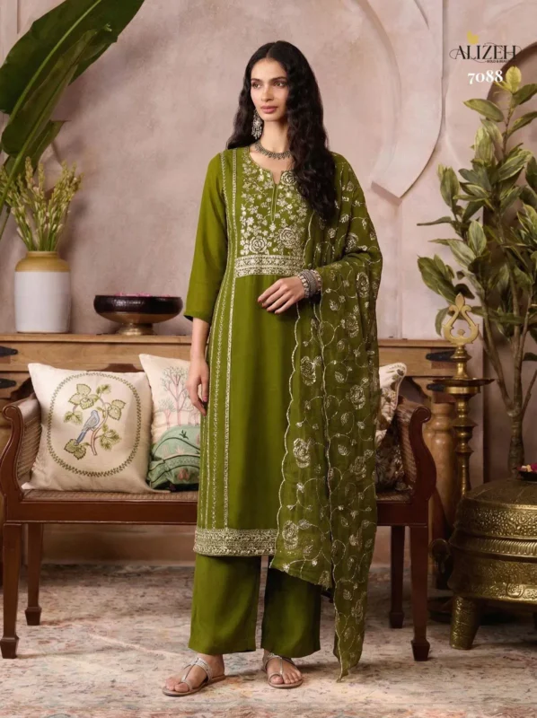 Launching Alizeh 7085 To 7088 Organza Embroidered Salwar Kameez With Dupatta Wholesale 2026