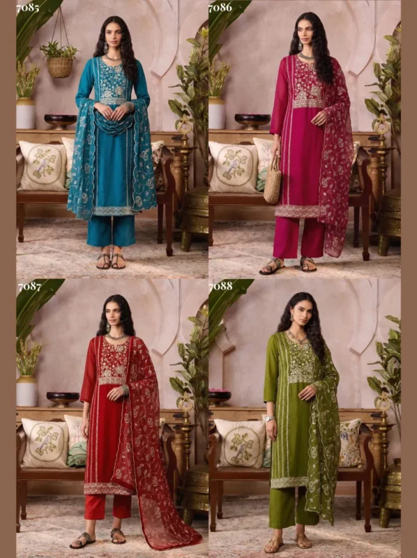 Launching Alizeh 7085 To 7088 Organza Embroidered Salwar Kameez With Dupatta Wholesale 2026