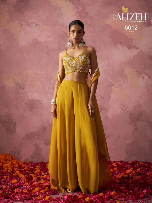 Launching Alizeh 5012 Georgette Designer Blouse Sharara And Shrug Collection Wholesale 2026