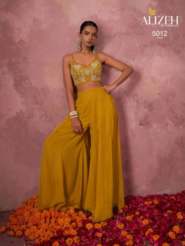 Launching Alizeh 5012 Georgette Designer Blouse Sharara And Shrug Collection Wholesale 2026