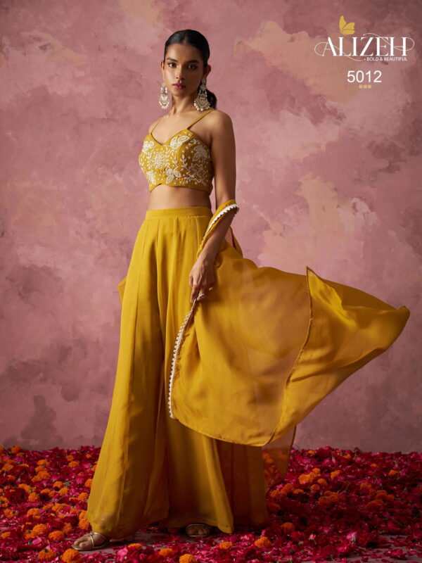 Launching Alizeh 5012 Georgette Designer Blouse Sharara And Shrug Collection Wholesale 2026