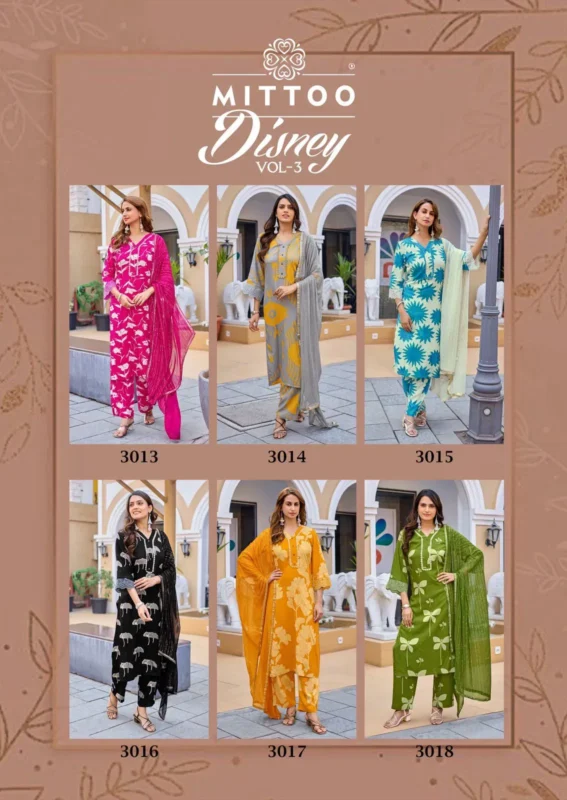 Beautiful Mittoo Disney Vol 03 Rayon Printed Kurti With Bottom Dupatta Wholesale 2026