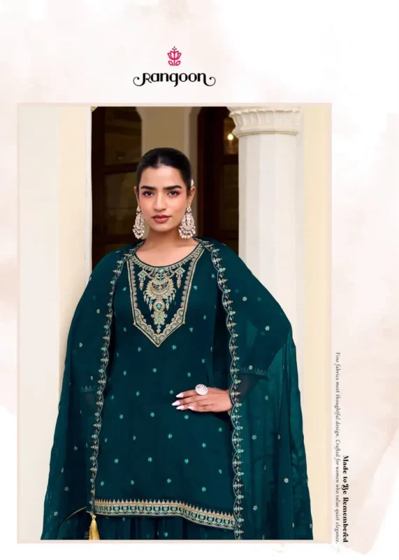 Stylish Rangoon Manjari Vol 02 Chiffon With Fancy Code Worked Kurti Plazzo And Dupatta Wholesale 2026