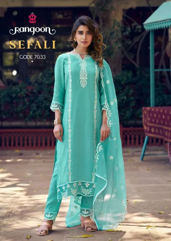 Stylish Rangoon Sefali Viscose With Fancy Worked Kurti With Bottom Dupatta Wholesale 2026