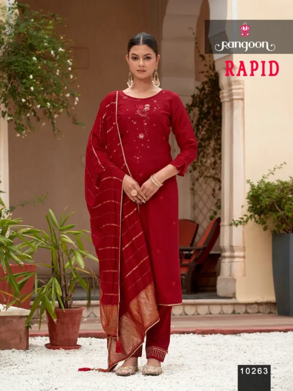 Launching Rangoon Rapid Viscose With Fancy Khatli Handworked Kurti With Bottom Dupatta Wholesale 2026