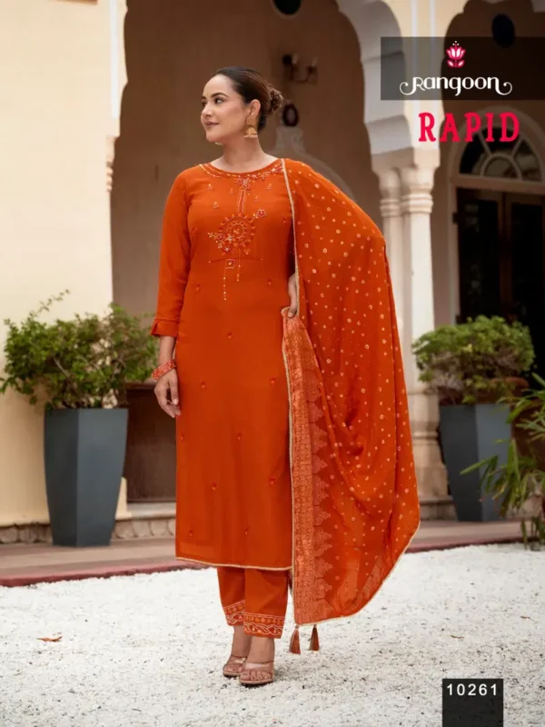 Launching Rangoon Rapid Viscose With Fancy Khatli Handworked Kurti With Bottom Dupatta Wholesale 2026