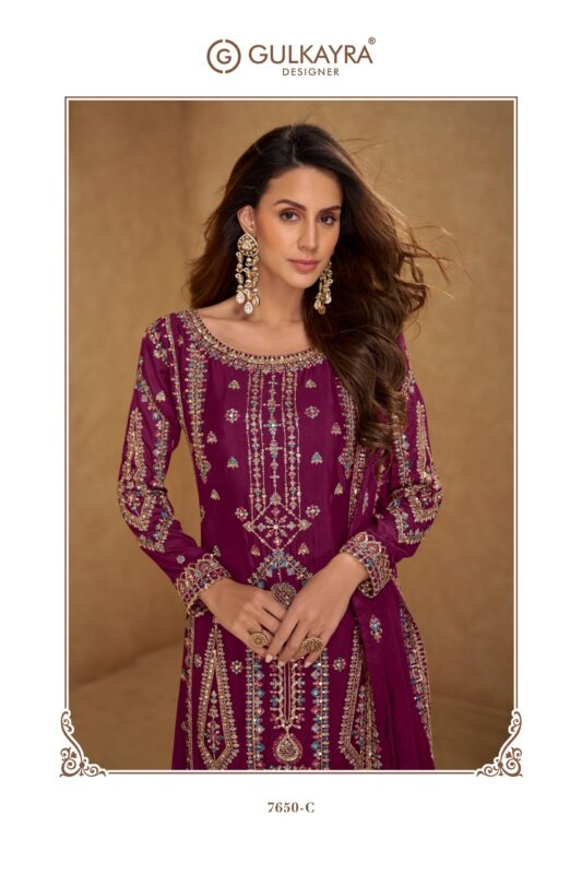 Stylish Gulkayra Hirni Real Chinon Embroidery Readymade Dress Wholesale 2026