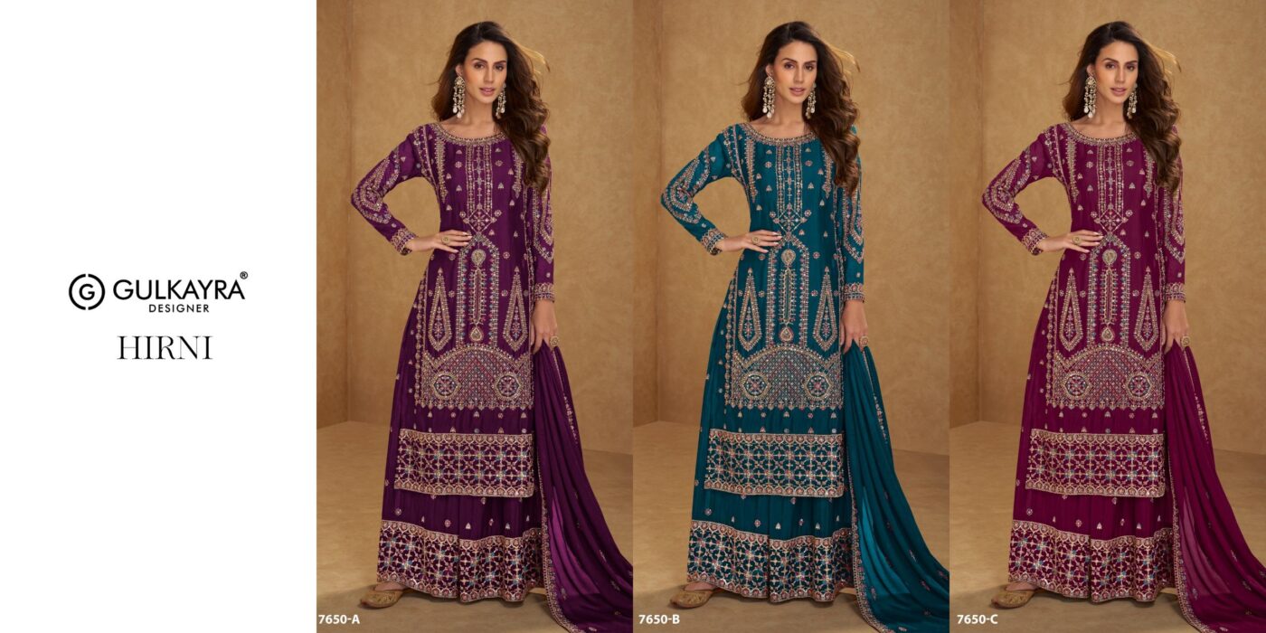 Stylish Gulkayra Hirni Real Chinon Embroidery Readymade Dress Wholesale 2026