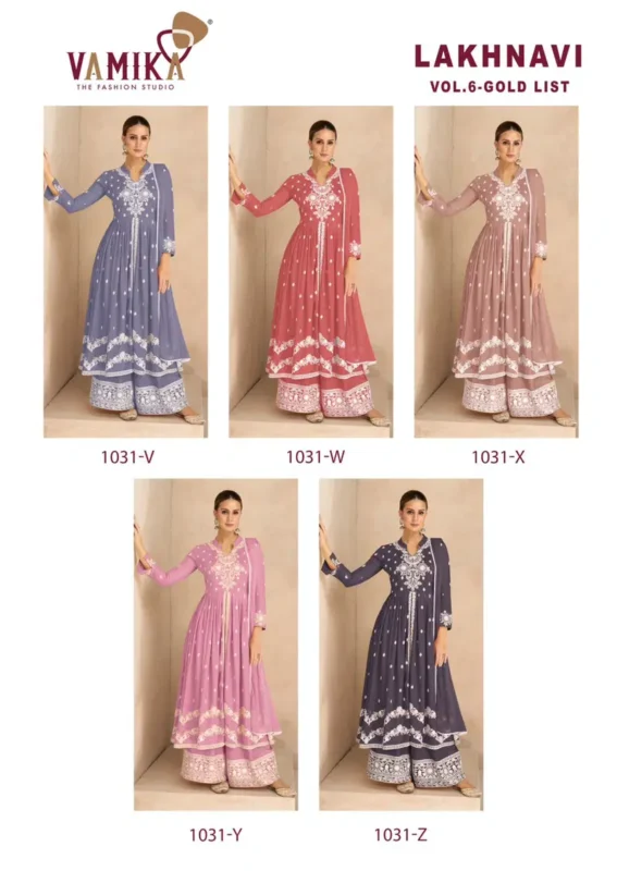 Launching Vamika Lakhnavi Vol 6 Gold List Rayon With Thread Work Designer Salwar Suit Wholesale 2026