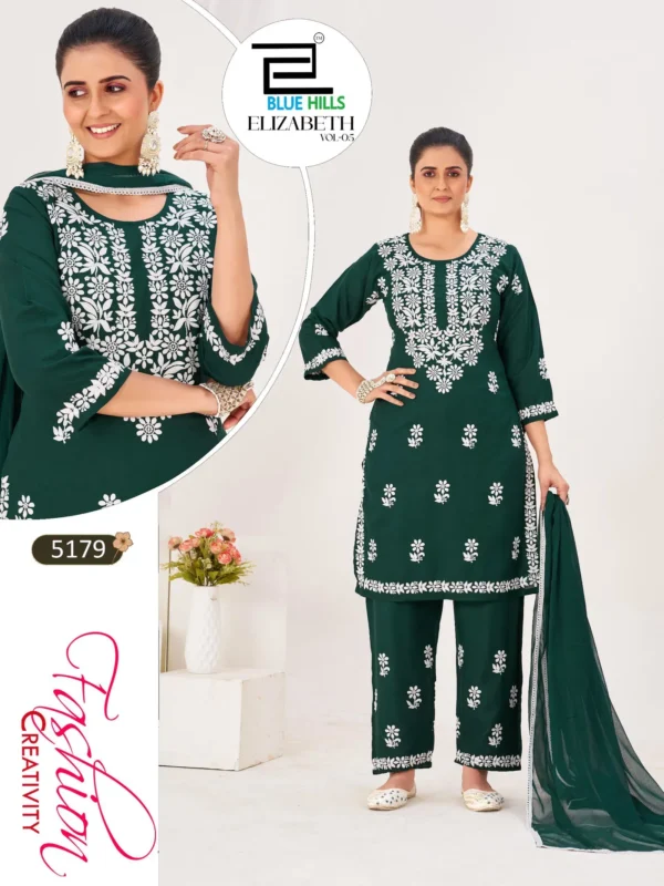 Launching Blue Hills Elizabeth Vol 5 Rayon With Thread Worked Kurti With Bottom Dupatta Set Wholesale 2026