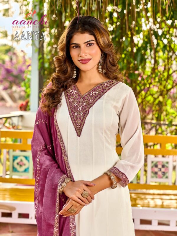 Latest Aanchi Aanya Rangoli Crush Embroidered Kurti With Bottom Dupatta Wholesale 2026