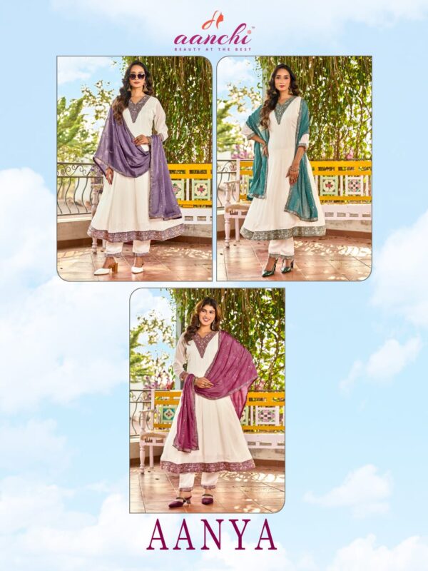 Latest Aanchi Aanya Rangoli Crush Embroidered Kurti With Bottom Dupatta Wholesale 2026
