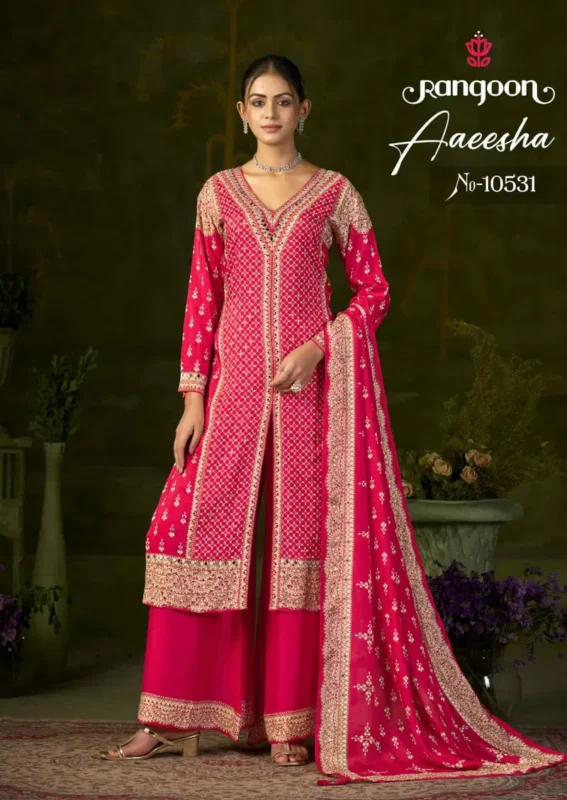 Launching Rangoon Aaeesha Pure Muslin With Digital Printed Kurti With Plazzo Dupatta Wholesale 2026