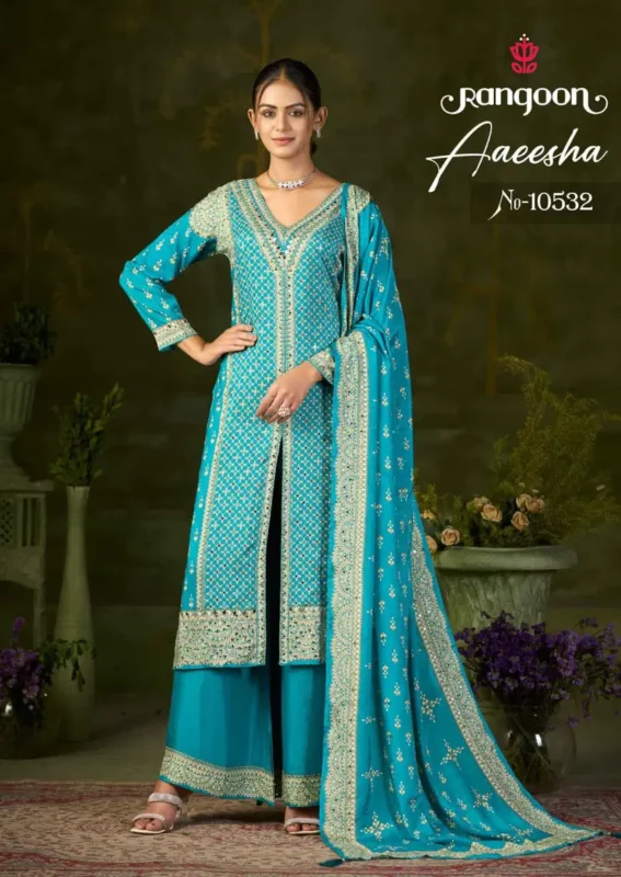 Launching Rangoon Aaeesha Pure Muslin With Digital Printed Kurti With Plazzo Dupatta Wholesale 2026