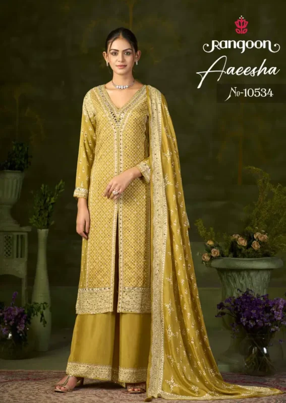 Launching Rangoon Aaeesha Pure Muslin With Digital Printed Kurti With Plazzo Dupatta Wholesale 2026