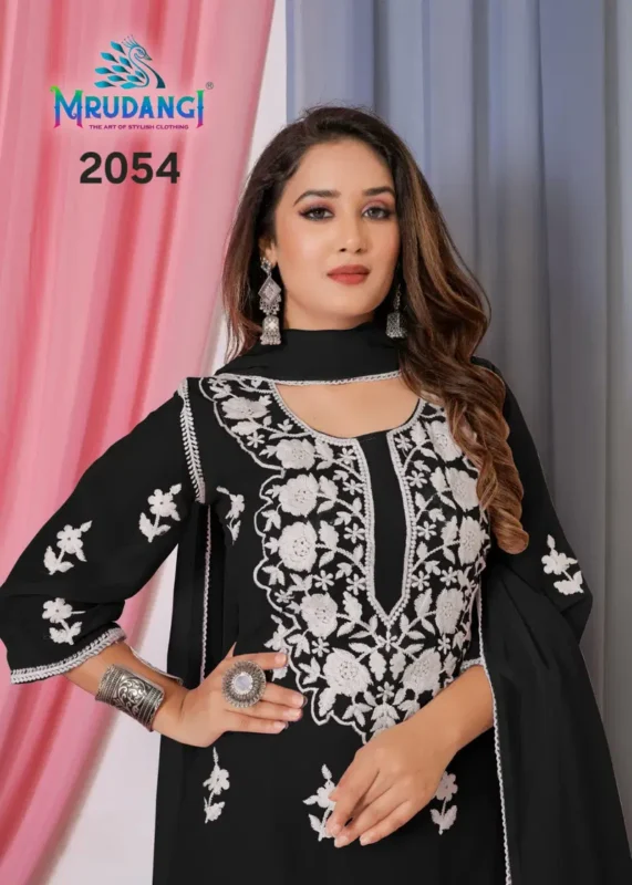 Stylish Mrudangi Noor 2 Bemberg Georgette With Cotton Thread Embroidered Kurti With Bottom Dupatta Collection Wholesale 2026