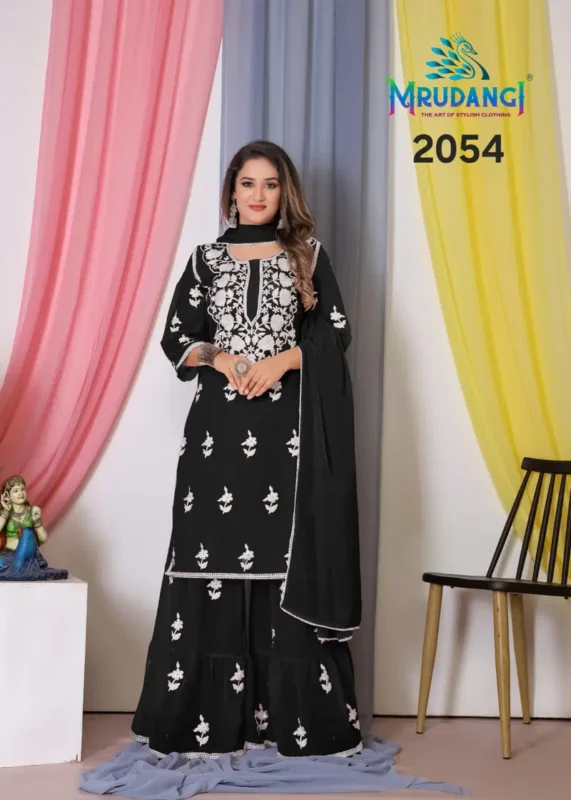 Stylish Mrudangi Noor 2 Bemberg Georgette With Cotton Thread Embroidered Kurti With Bottom Dupatta Collection Wholesale 2026
