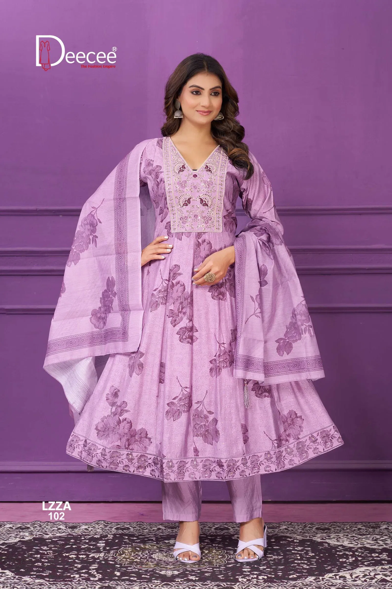 Deecee Lizza Kali Style Flared Kurti With Bottom Dupatta Collection Wholesale