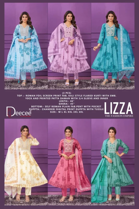 Launching Deecee Lizza Kali Style Flared Kurti With Bottom Dupatta Collection Wholesale 2026