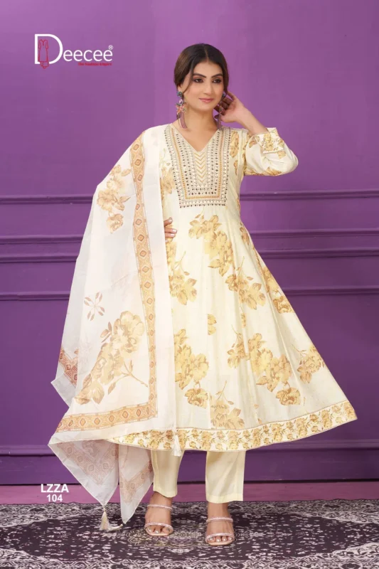 Launching Deecee Lizza Kali Style Flared Kurti With Bottom Dupatta Collection Wholesale 2026
