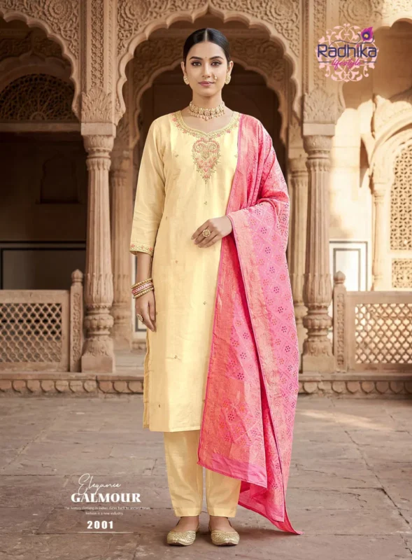 Buy Radhika Kayra Vol 2 Pure Shimmar With Handwork Kurti With Bottom Dupatta Wholesale 2026