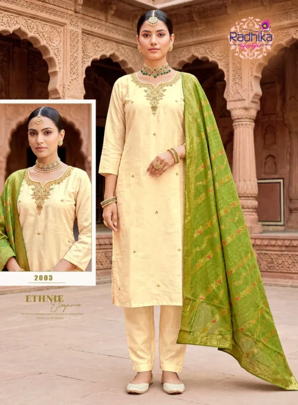 Buy Radhika Kayra Vol 2 Pure Shimmar With Handwork Kurti With Bottom Dupatta Wholesale 2026