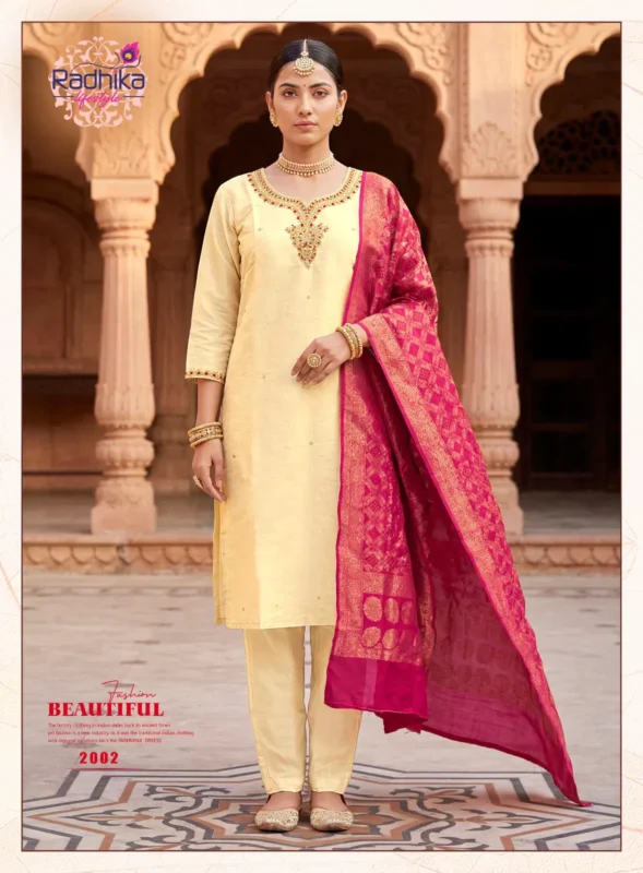 Buy Radhika Kayra Vol 2 Pure Shimmar With Handwork Kurti With Bottom Dupatta Wholesale 2026
