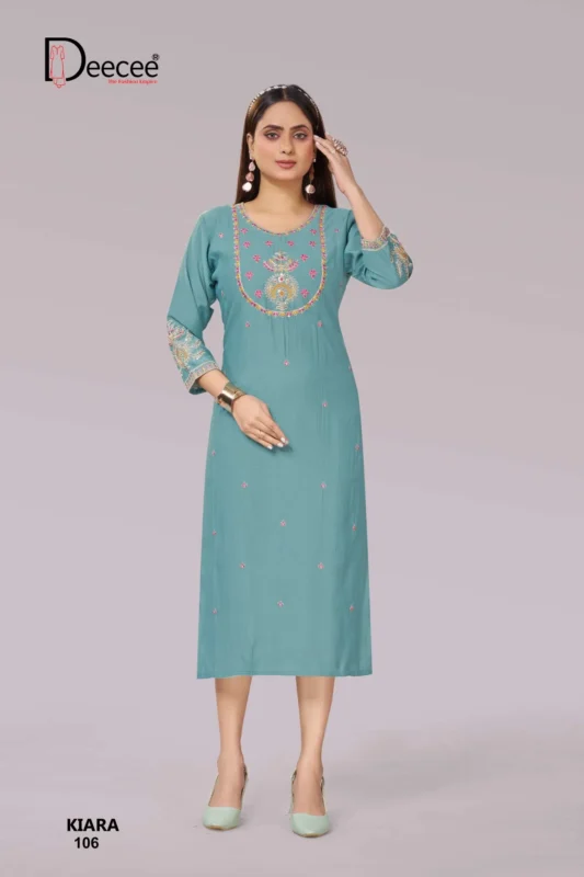 Beautiful Deecee Kiara Premium Straight Cut With Neck Aand Forn Kurti Wholesale 2026