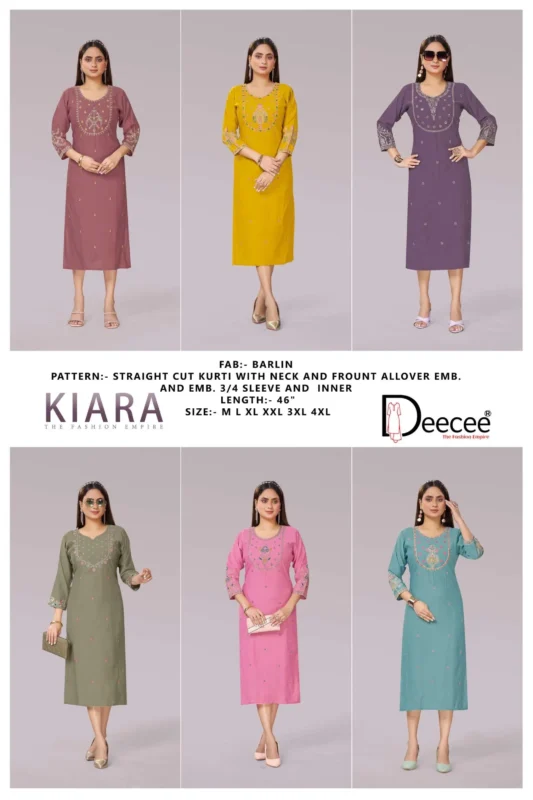 Beautiful Deecee Kiara Premium Straight Cut With Neck Aand Forn Kurti Wholesale 2026